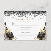 Luxus Black Gold mexikanischer Stil Quinceñera UAw Begleitkarte (Vorderseite)