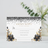 Luxus Black Gold mexikanischer Stil Quinceñera UAw Begleitkarte (Stehend Vorderseite)