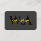 Luxus Black & Gold | Modernes Berufliches Monogram Visitenkarte (Vorderseite)