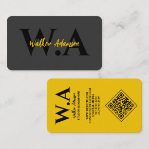 Luxus Black & Gold   Modernes Berufliches Monogram Visitenkarte