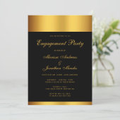 Luxus Black Gold Monogram Engagement Party Einladung (Stehend Vorderseite)