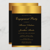 Luxus Black Gold Monogram Engagement Party Einladung (Vorne/Hinten)