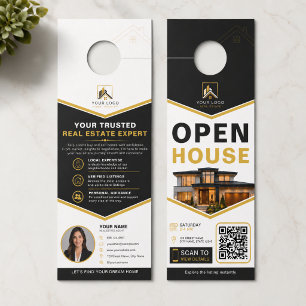 Luxus Black Gold Open House QR Türanhänger