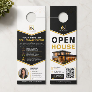 Luxus Black Gold Open House QR Türanhänger