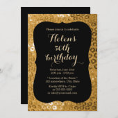 Luxus Black & Gold Paillettes Geburtstagsparty Einladung (Vorne/Hinten)