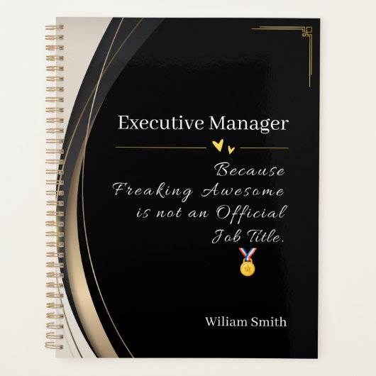 Luxus Black & Gold Personalisiert Planer (Vorderseite)