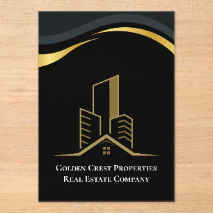 Luxus Black & Gold Personalisiert Real Anwesen Acryleinladungen