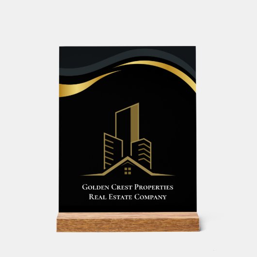 Luxus Black & Gold Personalisiert Real Anwesen Acrylschild (Vorderseite)