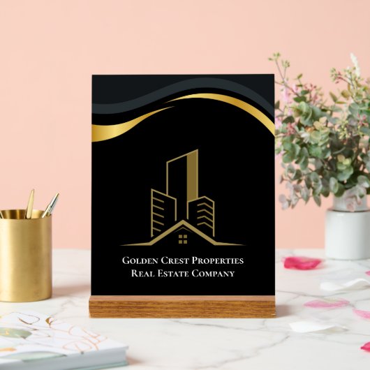 Luxus Black & Gold Personalisiert Real Anwesen Acrylschild (Hochzeit)