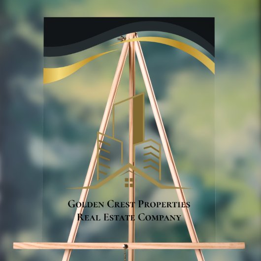 Luxus Black & Gold Personalisiert Real Anwesen Acrylschild (Neutral)