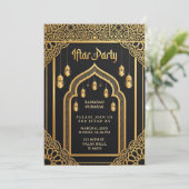 Luxus Black Gold Ramadan Iftar  Einladung (Stehend Vorderseite)