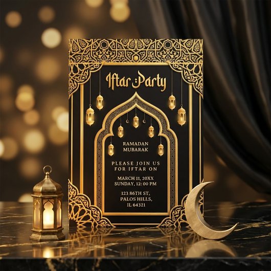 Luxus Black Gold Ramadan Iftar  Einladung