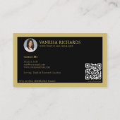 Luxus Black & Gold Scannable QR Mobile Notary Visitenkarte (Rückseite)