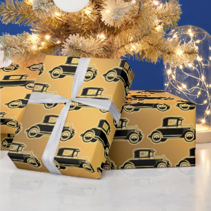 Luxus Black Gold Vintage Car Geschenkpapier