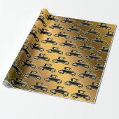 Luxus Black Gold Vintage Car Geschenkpapier (Ungerollt)