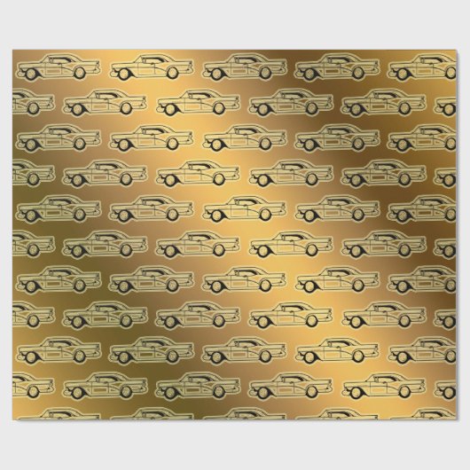 Luxus Black Gold Vintage Car Geschenkpapier (Flach)