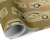 Luxus Black Gold Vintage Car Geschenkpapier (Rolleneckpunkt)