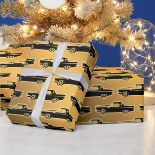 Luxus Black Gold Vintage Car Geschenkpapier