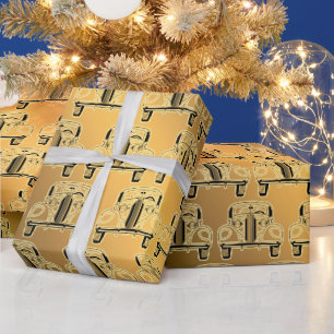 Luxus Black Gold Vintage Car Geschenkpapier