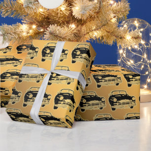 Luxus Black Gold Vintage Car Geschenkpapier