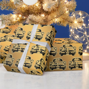 Luxus Black Gold Vintage Car Geschenkpapier