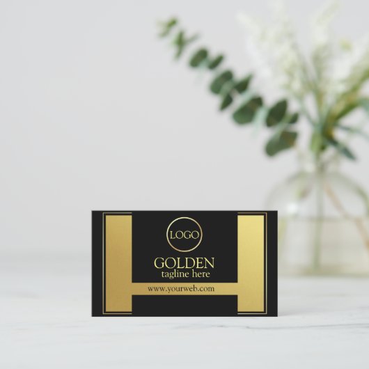 Luxus Black Gold Visitenkarte (Stehend Vorderseite)