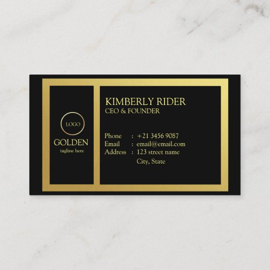 Luxus Black Gold  Visitenkarte (Rückseite)