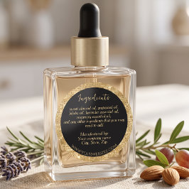 Luxus Black & Imitats Gold Glitzer Zutaten Label Runder Aufkleber