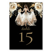 Luxus Black Ivory & Gold Quinceñera Tischnummer (Vorderseite)