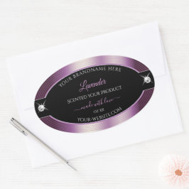 Luxus Black Lila Shiny Brilliants Produktetikett Ovaler Aufkleber