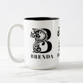 Luxus Black Monogram Letter B Individuelle Name Zweifarbige Tasse (Links)