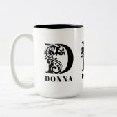 Luxus Black Monogram Letter D Individuelle Name Zweifarbige Tasse (Links)