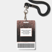 Luxus Black Rose Gold Funkelnd Glitzer Fringe Ausweis (Rückseite mit Lanyard)