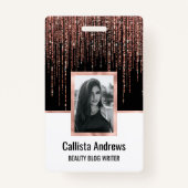 Luxus Black Rose Gold Funkelnd Glitzer Fringe Ausweis (Vorderseite)