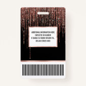 Luxus Black Rose Gold Funkelnd Glitzer Fringe Ausweis (Rückseite)