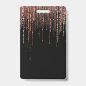 Luxus Black Rose Gold Funkelnd Glitzer Fringe Ausweis (Rückseite)