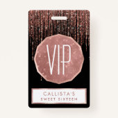 Luxus Black Rose Gold Funkelnd Glitzer Fringe Ausweis (Vorderseite)