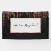 Luxus Black Rose Gold Funkelnd Glitzer Fringe Banner (Horizontal)