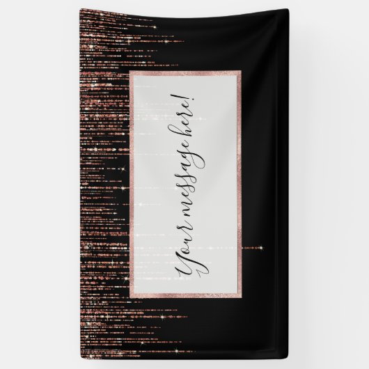Luxus Black Rose Gold Funkelnd Glitzer Fringe Banner (Vertikal)