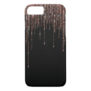 Luxus Black Rose Gold Funkelnd Glitzer Fringe Case-Mate iPhone Hülle