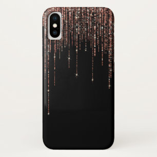 Luxus Black Rose Gold Funkelnd Glitzer Fringe Case-Mate iPhone Hülle