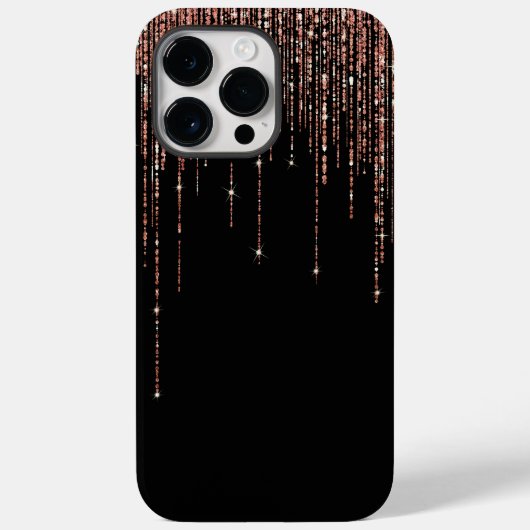 Luxus Black Rose Gold Funkelnd Glitzer Fringe Case-Mate iPhone Hülle (Rückseite)