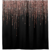 Luxus Black Rose Gold Funkelnd Glitzer Fringe Duschvorhang (Vorderseite)