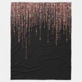 Luxus Black Rose Gold Funkelnd Glitzer Fringe Fleecedecke (Vorderseite)