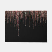Luxus Black Rose Gold Funkelnd Glitzer Fringe Fußmatte (Vorderseite)