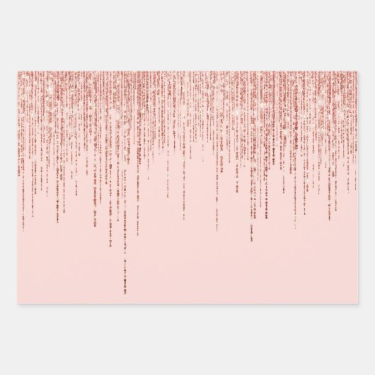 Luxus Black Rose Gold Funkelnd Glitzer Fringe Geschenkpapier Set (Vorderseite 2)