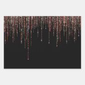 Luxus Black Rose Gold Funkelnd Glitzer Fringe Geschenkpapier Set (Vorderseite 2)