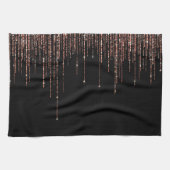 Luxus Black Rose Gold Funkelnd Glitzer Fringe Geschirrtuch (Horizontal)