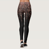 Luxus Black Rose Gold Funkelnd Glitzer Fringe Leggings (Rückseite)
