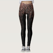 Luxus Black Rose Gold Funkelnd Glitzer Fringe Leggings (Vorderseite)